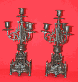 Set of 2 Beautiful Hand Made Bronze Portugal Old Fashion Candleholders