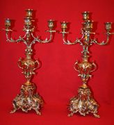 Set of 2 Beautiful Hand Made Bronze Portugal Old Fashion Candleholders