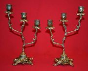 Set of 2 Beautiful Hand Made Bronze Portugal Old Fashion Candleholders