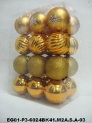 set of 24pc  2.5" Gold Mat Painted Shiny Decorated Glitter Balls