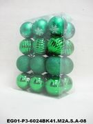 set of 24pc  2.5" Green Mat Painted Shyny Decorated Glitter Balls