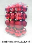 set of 24pc  2.5" Red Mat Painted Shiny Decorated Glitter Balls