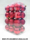 set of 24pc  2.5" Red Mat Painted Shiny Decorated Glitter Balls