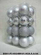 set of 24pc  2.5" Sylver Mat Painted Shiny Decorated Glitter Balls