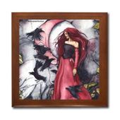 Seven Ravens Ceramic Tile Box by Artist Abranda Scisson Dark wood jewely box measures 5 1/8" x 5 1/8" x 2 3/4" and is fully lined on the inside Seven Ravens Ceramic Tile Box by Artist Abranda Scisson Dark wood jewely box measures 5 1/8" x 5 1/8" x 2 3/4" and is fully lined on the inside