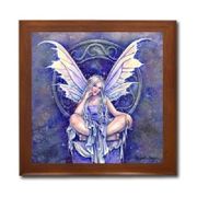 Shimmer Ceramic Tile Box by Artist Selina Fenech Dark wood jewely box measures 5 1/8" x 5 1/8" x 2 3/4" and is fully lined on the inside