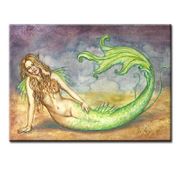 Siren In Green by Carol Philips   8"x10" Ceramic Art Tile with recessed hangers for tabletop or wall hanging purposes