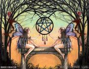 Sisters by Katherine Barber   8"x10" Ceramic Art Tile with recessed hangers for tabletop or wall hanging purposes