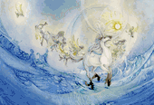 Skimming The Surface by Stephanie Law 8"x10" Ceramic Art Tile with recessed hangers for tabletop or wall hanging purposes Skimming The Surface by Stephanie Law 8"x10" Ceramic Art Tile with recessed hangers for tabletop or wall hanging purposes