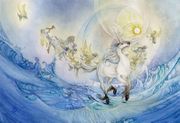 Skimming The Surface by Stephanie Law   8"x10" Ceramic Art Tile with recessed hangers for tabletop or wall hanging purposes