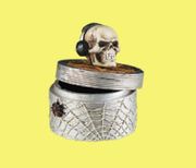 Skull DJ w/ Spider Treasure Box Hand Painted Resin