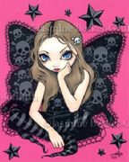 Skulls and Stars by Jasmine Becket Griffith  8"x10" Ceramic Art Tile with recessed hangers for tabletop or wall hanging purposes