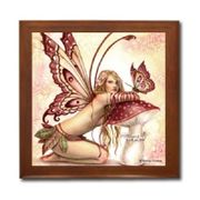 Small Things Ceramic Tile Box by Artist Selina Fenech Dark wood jewely box measures 5 1/8" x 5 1/8" x 2 3/4" and is fully lined on the inside