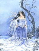 Snow Maiden by Meredith Dillman 8"x10" Ceramic Art Tile with recessed hangers for tabletop or wall hanging purposes Snow Maiden by Meredith Dillman 8"x10" Ceramic Art Tile with recessed hangers for tabletop or wall hanging purposes