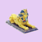 Sphinx Jeweled Box Enameled Pewter Box Bejeweled w/ Austrian Crystals