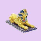 Sphinx Jeweled Box Enameled Pewter Box Bejeweled w/ Austrian Crystals