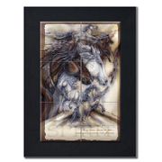 Spirit by Artist Jody Bergsma Spirit by Artist Jody Bergsma Tile mural of Six (6"x6" tiles) framed in a black wood frame "May your heart be free and your dreams live forever" Dimensions (LxWxH): 22.00 x 26.00 x 1.00 in.
