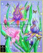 Spirit of the Iris by Cindy Thorrington Haggerty   8"x10" Ceramic Art Tile with recessed hangers for tabletop or wall hanging purposes