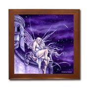 Stardust Ceramic Tile Box by Artist Selina Fenech Dark wood jewely box measures 5 1/8" x 5 1/8" x 2 3/4" and is fully lined on the inside