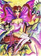 Stinker Bell and The Story Teller by Sherri Baldy   8"x10" Ceramic Art Tile with recessed hangers for tabletop or wall hanging purposes