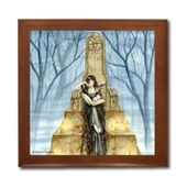 Storykeeper Ceramic Tile Box by Artist Selina Fenech Dark wood jewely box measures 5 1/8" x 5 1/8" x 2 3/4" and is fully lined on the inside Storykeeper Ceramic Tile Box by Artist Selina Fenech Dark wood jewely box measures 5 1/8" x 5 1/8" x 2 3/4" and is fully lined on the inside
