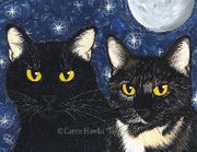 Strangeling's Felines by Carrie Hawks   8"x10" Ceramic Art Tile with recessed hangers for tabletop or wall hanging purposes