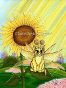 Summer Sunshine Fairy Cat by Carrie Hawks   8"x10" Ceramic Art Tile with recessed hangers for tabletop or wall hanging purposes