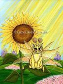 Summer Sunshine Fairy Cat by Carrie Hawks 8"x10" Ceramic Art Tile with recessed hangers for tabletop or wall hanging purposes Summer Sunshine Fairy Cat by Carrie Hawks 8"x10" Ceramic Art Tile with recessed hangers for tabletop or wall hanging purposes