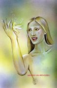 Sun Light In My Hand by Maria Van Bruggen  8"x10" Ceramic Art Tile with recessed hangers for tabletop or wall hanging purposes