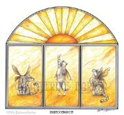Sun Worship by Katherine Barber   8"x10" Ceramic Art Tile with recessed hangers for tabletop or wall hanging purposes
