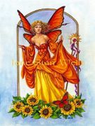 Sunflower Fairy by Jane Starr Weils   8"x10" Ceramic Art Tile with recessed hangers for tabletop or wall hanging purposes