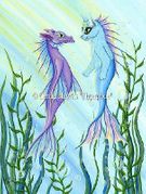 Sunrise Swim by Carrie Hawks   8"x10" Ceramic Art Tile with recessed hangers for tabletop or wall hanging purposes