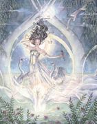 Swanlake by Sara M. Butcher  8"x10" Ceramic Art Tile with recessed hangers for tabletop or wall hanging purposes