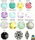 Swarovski Strass Aurora Octagon Lily With Lazer Logo Etched 14mm 1 hole # 8115-14 Set of 10pc