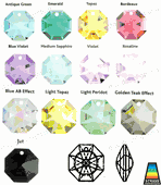 Swarovski Strass Blue Violet Octagon Lily With Lazer Logo Etched 14mm 1 hole # 8115-14 Set of 10pc