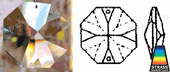 Swarovski Strass Crystal Octagon With Lazer Logo Etched 34mm 2 hole # 8016-34 Box of 100pc