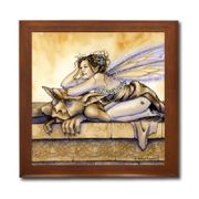 Tease Ceramic Tile Box by Artist Selina Fenech Dark wood jewely box measures 5 1/8" x 5 1/8" x 2 3/4" and is fully lined on the inside