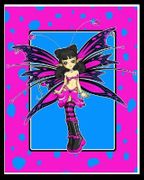 Techno Fairy by Chrissy Clark   8"x10" Ceramic Art Tile with recessed hangers for tabletop or wall hanging purposes
