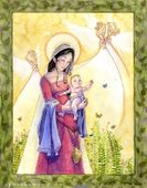 The Good News by Sara M. Butcher 8"x10" Ceramic Art Tile with recessed hangers for tabletop or wall hanging purposes The Good News by Sara M. Butcher 8"x10" Ceramic Art Tile with recessed hangers for tabletop or wall hanging purposes
