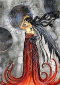 Three Moons Fairy by Sherri Baldy 8"x10" Ceramic Art Tile with recessed hangers for tabletop or wall hanging purposes Three Moons Fairy by Sherri Baldy 8"x10" Ceramic Art Tile with recessed hangers for tabletop or wall hanging purposes