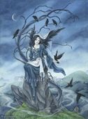 Throne of Ravens by Meredith Dillman 8"x10" Ceramic Art Tile with recessed hangers for tabletop or wall hanging purposes Throne of Ravens by Meredith Dillman 8"x10" Ceramic Art Tile with recessed hangers for tabletop or wall hanging purposes