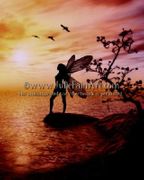 Tranquility by Julie Fain  8"x10" Ceramic Art Tile with recessed hangers for tabletop or wall hanging purposes