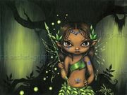Tribal Fairy by Jasmine Becket Griffith  8"x10" Ceramic Art Tile with recessed hangers for tabletop or wall hanging purposes