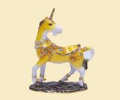 Unicorn Jeweled Box Enameled pewter box bejeweled with Austrian crystals