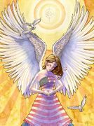 US Angel by Sara M. Butcher  8"x10" Ceramic Art Tile with recessed hangers for tabletop or wall hanging purposes