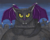 Vampire Cat Vlad by Carrie Hawks 8"x10" Ceramic Art Tile with recessed hangers for tabletop or wall hanging purposes Vampire Cat Vlad by Carrie Hawks 8"x10" Ceramic Art Tile with recessed hangers for tabletop or wall hanging purposes