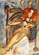 Waiting For Your Return by Sherri Baldy   8"x10" Ceramic Art Tile with recessed hangers for tabletop or wall hanging purposes