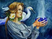 Water Spirits by Jane Starr Weils 8"x10" Ceramic Art Tile with recessed hangers for tabletop or wall hanging purposes Water Spirits by Jane Starr Weils 8"x10" Ceramic Art Tile with recessed hangers for tabletop or wall hanging purposes