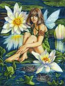Water Sprite by Jane Starr Weils 8"x10" Ceramic Art Tile with recessed hangers for tabletop or wall hanging purposes Water Sprite by Jane Starr Weils 8"x10" Ceramic Art Tile with recessed hangers for tabletop or wall hanging purposes