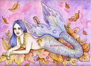 When Leaves Are Falling by Maria Van Bruggen  8"x10" Ceramic Art Tile with recessed hangers for tabletop or wall hanging purposes